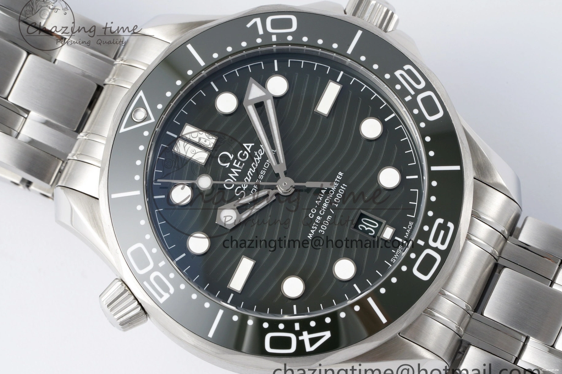 0322 Seamaster Diver 300M ZF 1:1 Best Edition Green Ceramic Green Dial on SS Bracelet A BestValue 7825